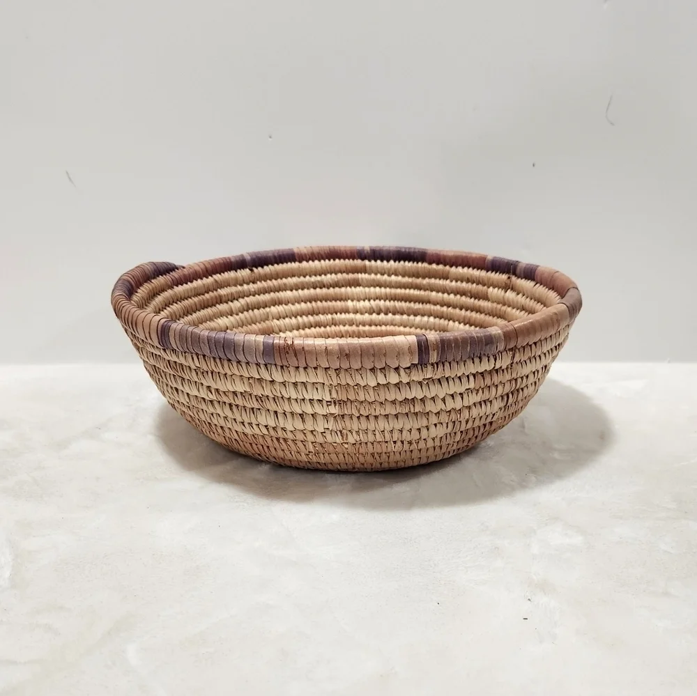 Boho Natural Woven Coiled Reed Grass Handmade Wall Art Decor And Basket - Picture 8 of 11